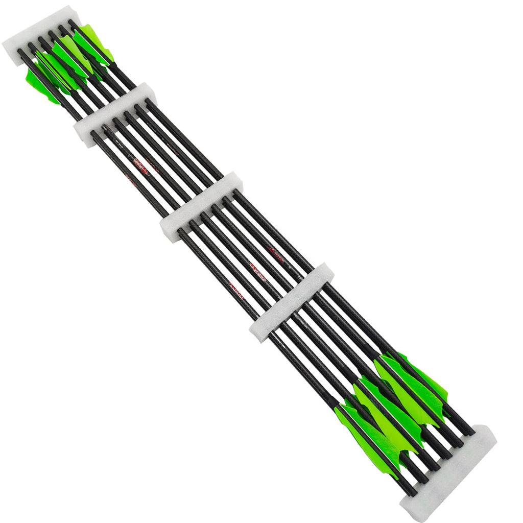 12-Pack 3k Carbon Arrow Spine250-800 32inch ID6.2mm with 4inch Sting Shape Feather Compound Recurve