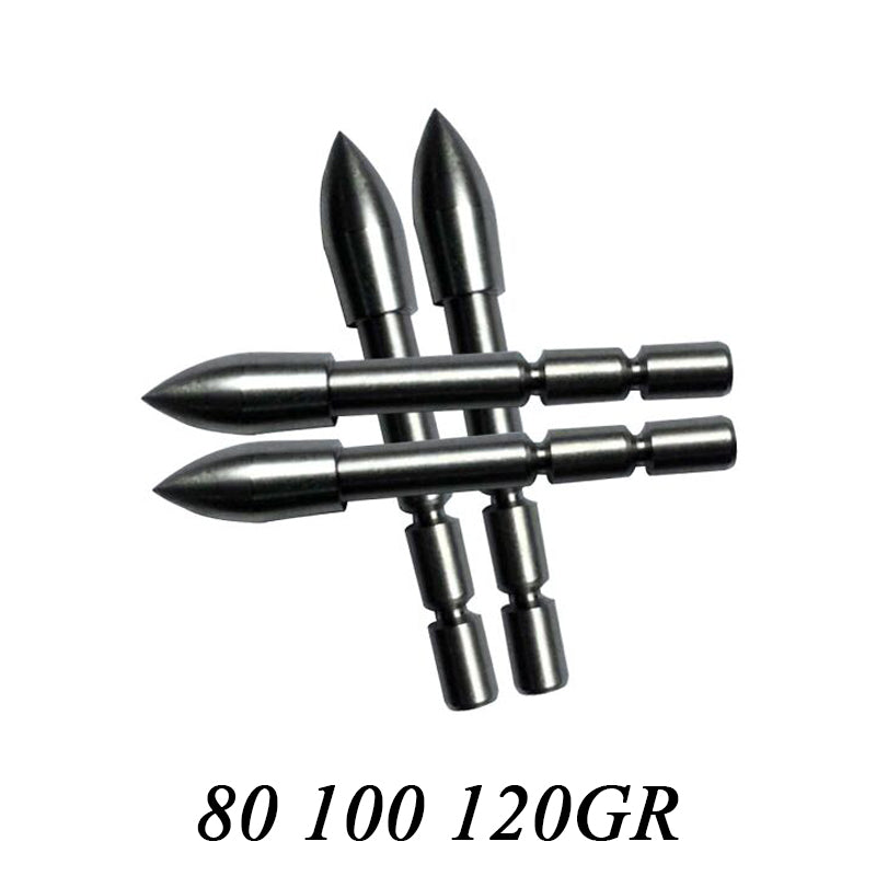 12-Pack Field Tips Target Point 80/100/120gr ID4.2MM OD5.4-6.2MM Stainless Steel Recurve Bow Arrow Shaft