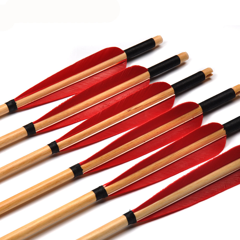 12-Pack Bow Wood Arrow 32" Completed Nock Tip 5inch Turkey Feather