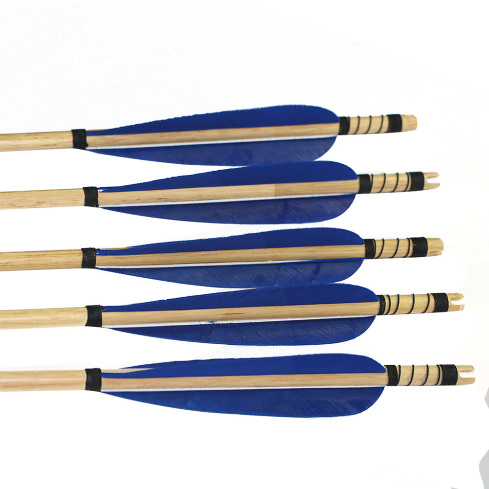 Wooden Arrow Diameter 8.5mm 31.5 Inches 5inch Turkey Feather for 30-50 Lbs Compound Bow
