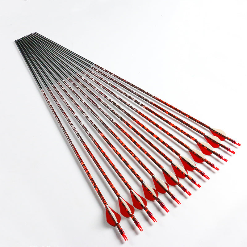 New Zebra Carbon Arrow 32'' Spine300 500 ID6.2mm OD7.6mm Red Camo 2" Vanes