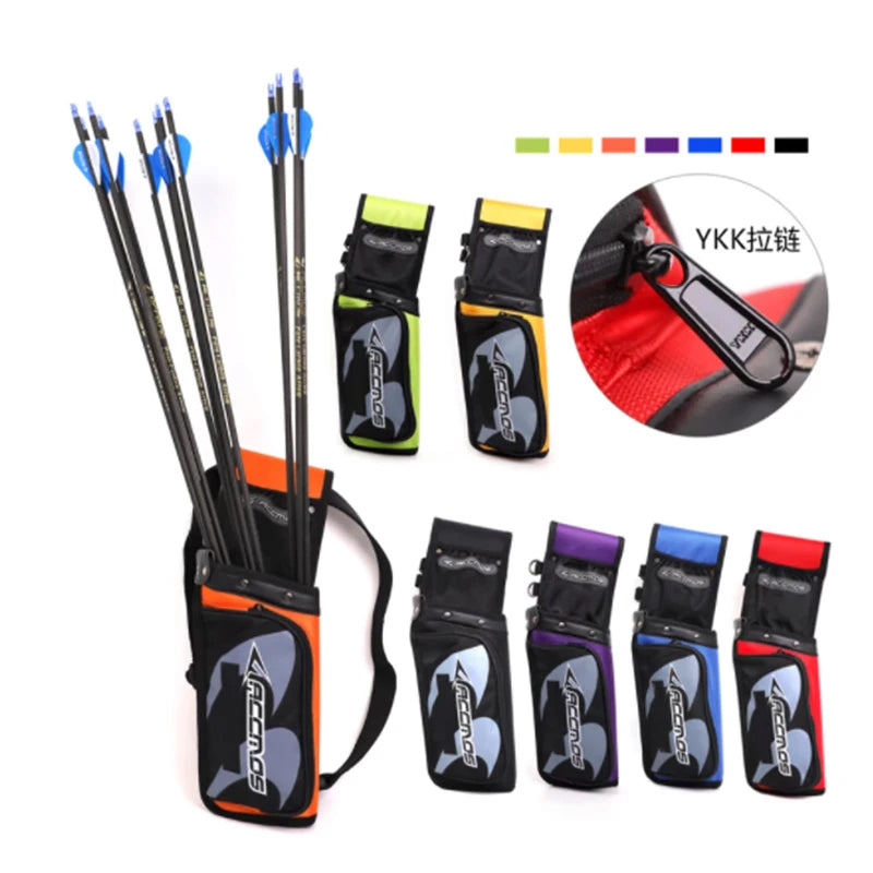 Reverse Arrow Quiver Belt Right/Left Hand Canvas Arrows Holder Bag with Adjustable Belt