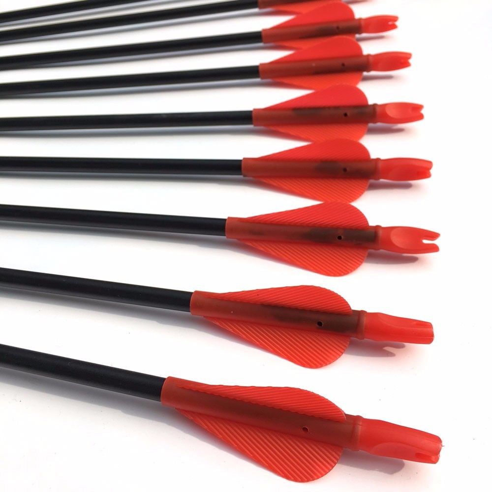 8mm Fiberglass Arrows, Glued-in Points, Safe Plastic Nock, Recurve & Compound Bow