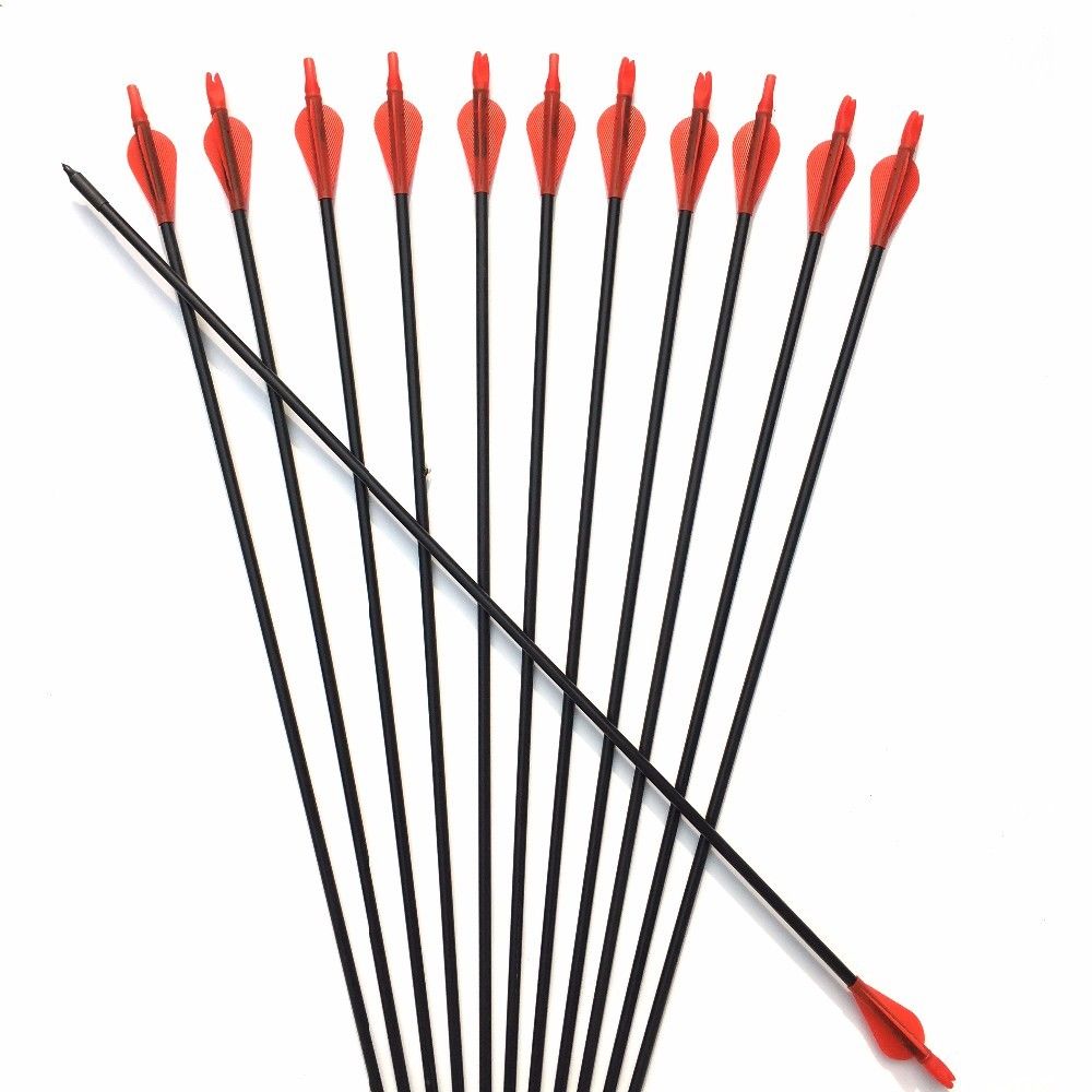 8mm Fiberglass Arrows, Glued-in Points, Safe Plastic Nock, Recurve & Compound Bow