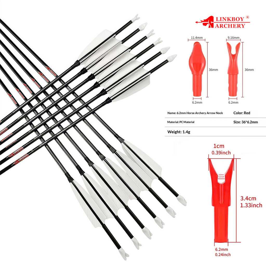 12-Pack Pure Carbon Arrow ID6.2mm 4inch Turkey Feather Fast Nock 100gr Tips Compound Traditional