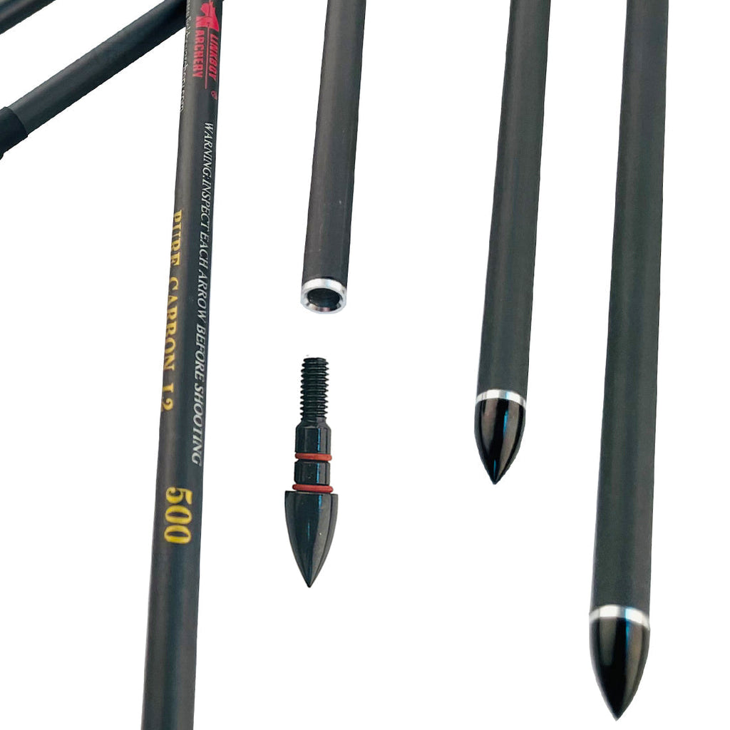 Pure Carbon Fiber 30/32 Inches Turkey Feather Spine300-1000 Black Color Arrows for Target
