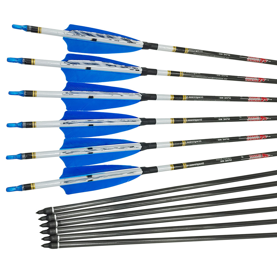 12-Pack Carbon Arrows ID6.2MM Spine 250-1000 4inch Turkey Feather 75gr Tips Compound Bow