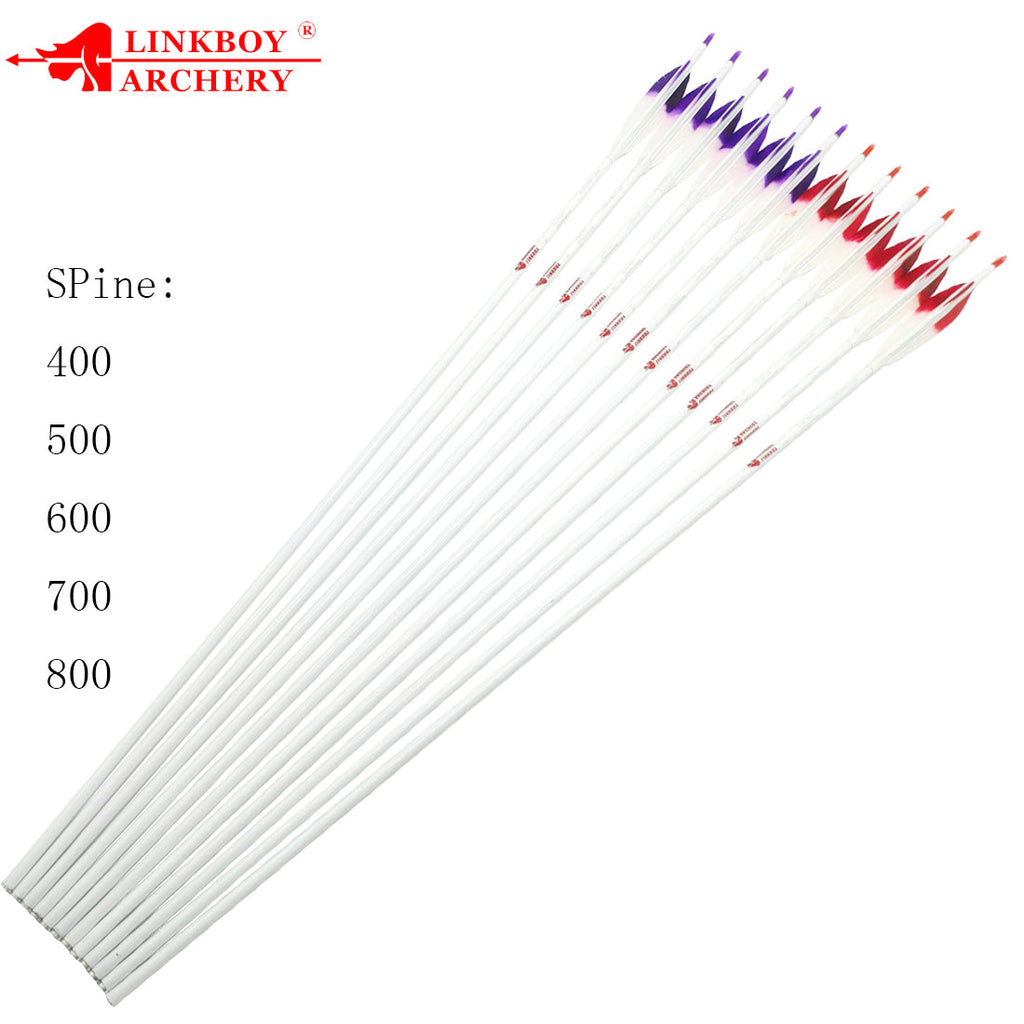 12-Pack Pure Carbon ID6.2mm Spine400-800 30/32inch 5inch Target Feather 100gr Tips Bow