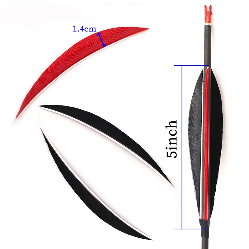 36-Pack 4/5inch Banana Cut Turkey Feather Fletching, Natural Arrow Feathers for Recurve & Traditional