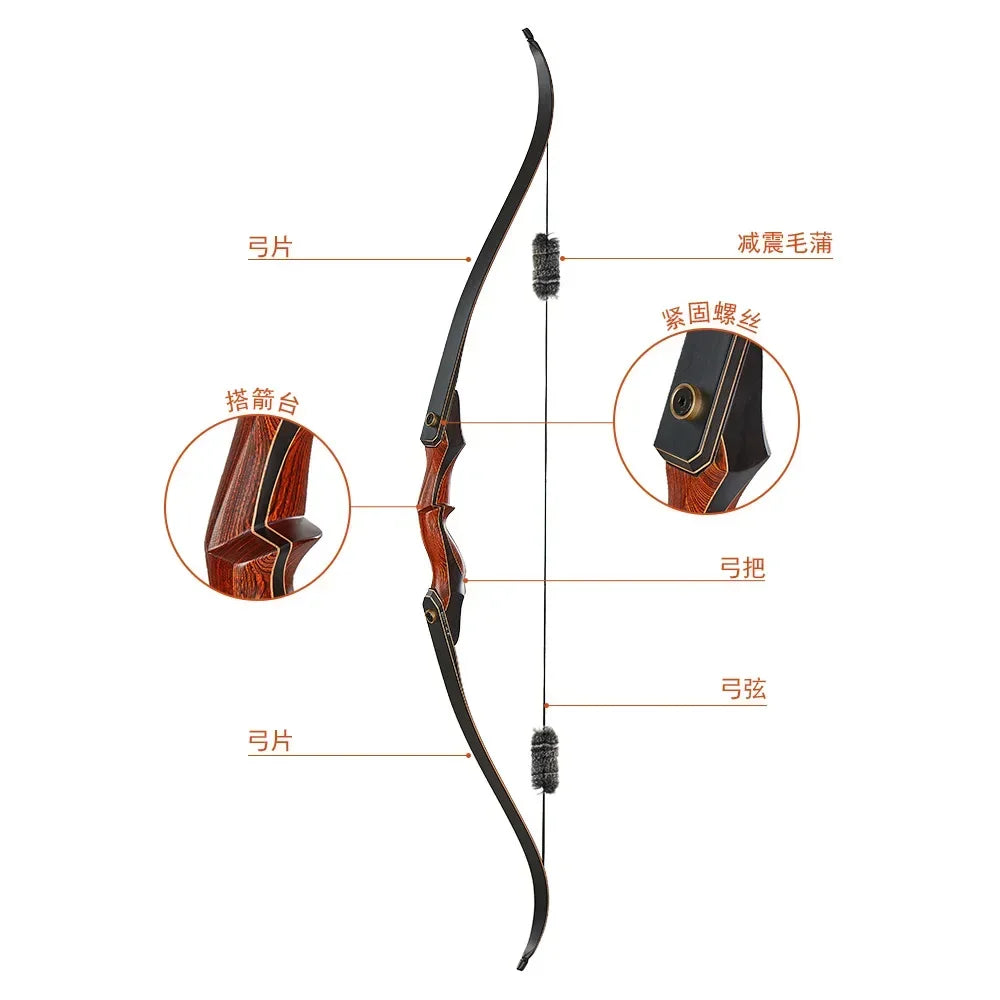 Traditional Beauty Reflection Bow and Arrow Recurve Bow Wooden Split Bow