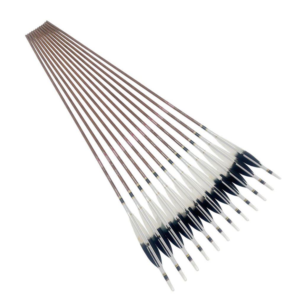 ID 6.2MM 12-Pack Pure Carbon Wood/bamboo Skin Arrows 150gr Tips Y Nock Fast Shoot