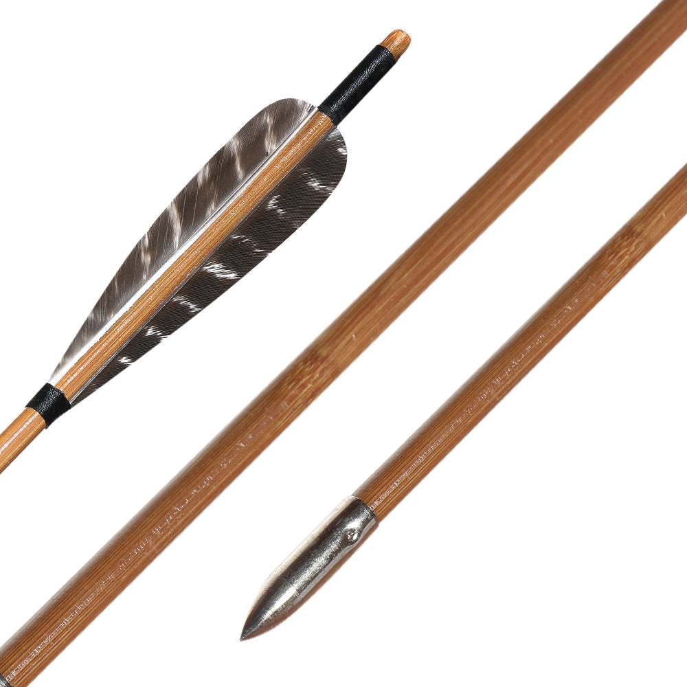 6-Pack Handmade Bamboo Arrows 35inch Traditional Arrows 5inch Turkey Feather Arrows