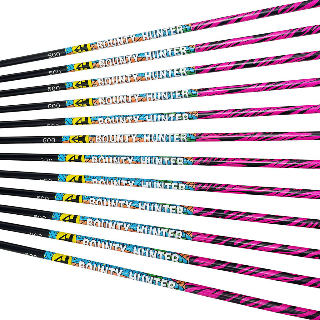 12-Pack Carbon Pink Arrows Spine 300 340 500 75gr Point Tips 4-Pack 4inch Feather