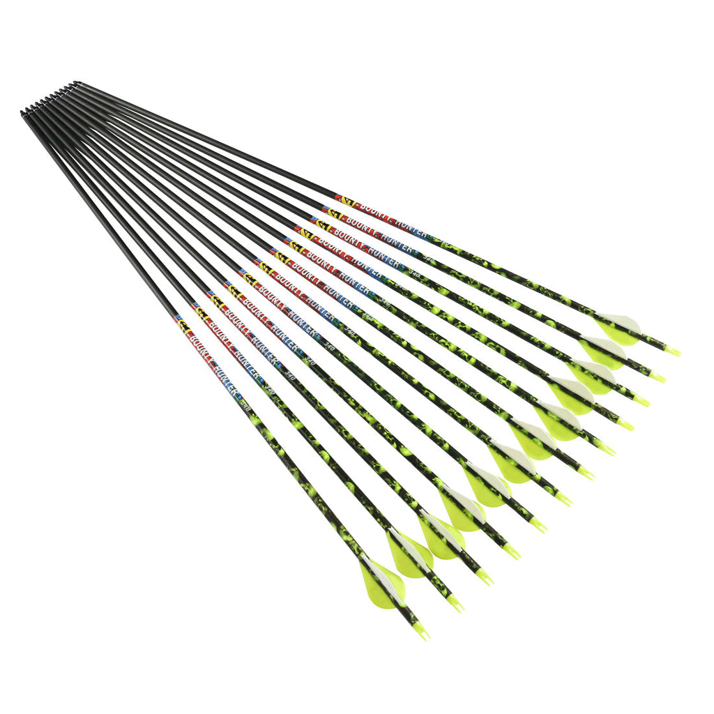 Pure Carbon Arrows Shaft Spine 300 340 30inch 2inch Plastic Vanes 75gr Tips