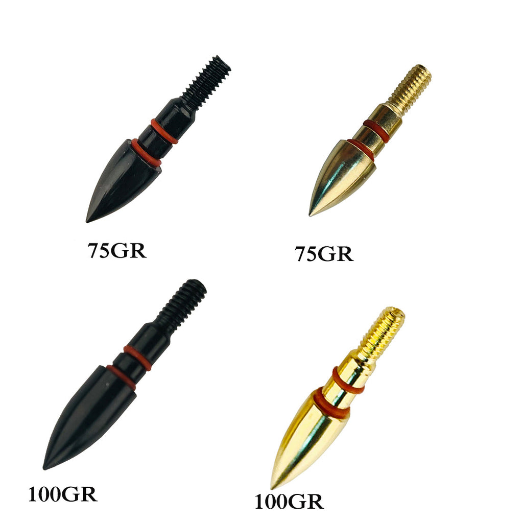 8-32 UNC Threads Gold Black Screw-in Arrow Bullet Steel Point Tips Targets Point Arrowhead