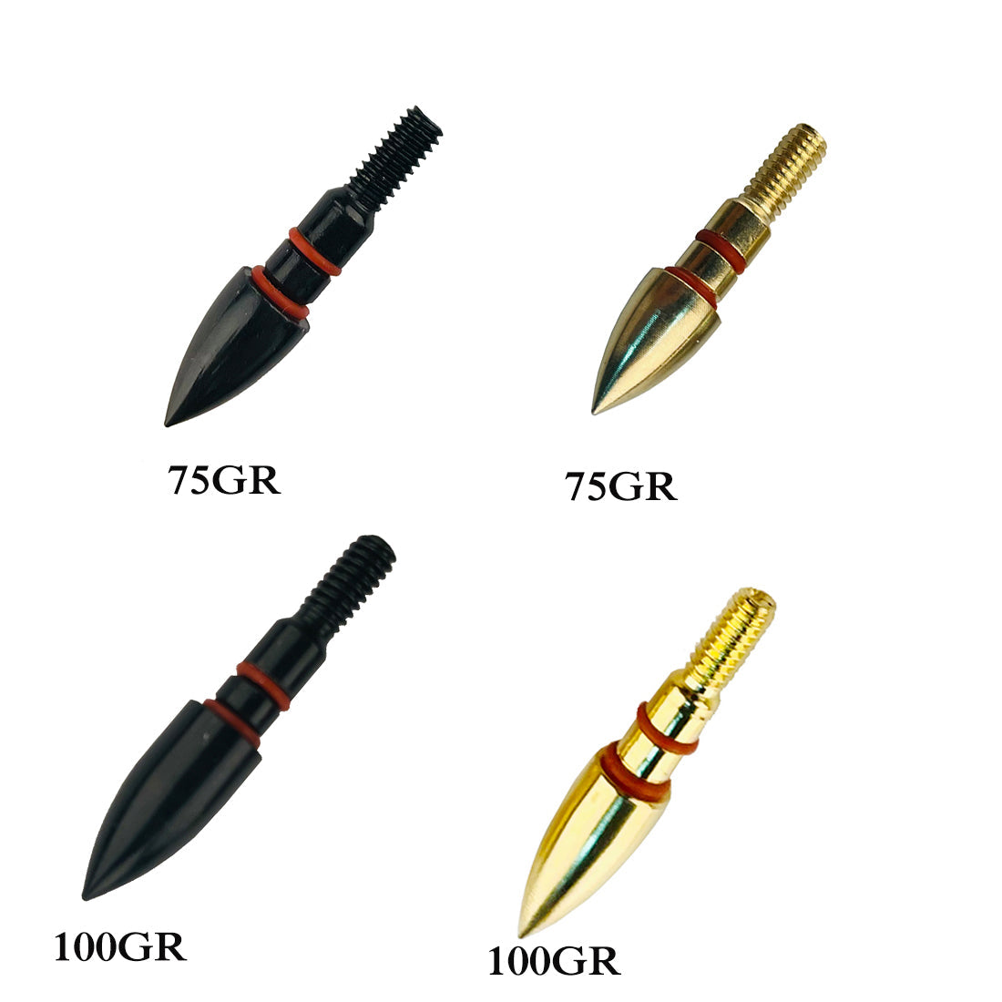 8-32 UNC Threads Gold Black Screw-in Arrow Bullet Steel Point Tips Targets Point Arrowhead