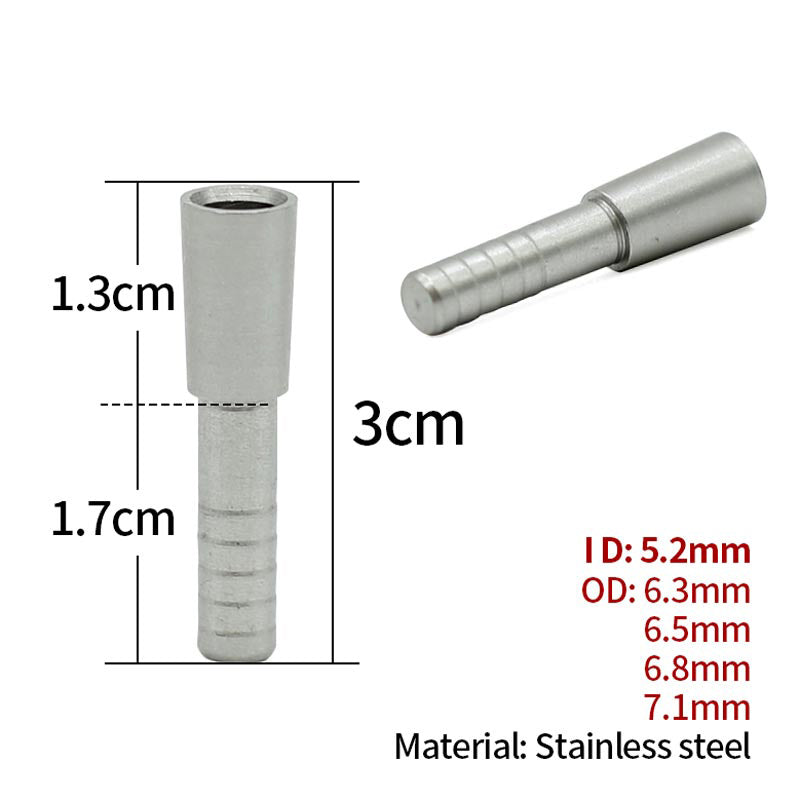 30-Pack 50grains Stainless Steel Insert Fit ID 5.2mm OD 6.3/6.5/6.8/7.1mm Carbon Arrows Shaft