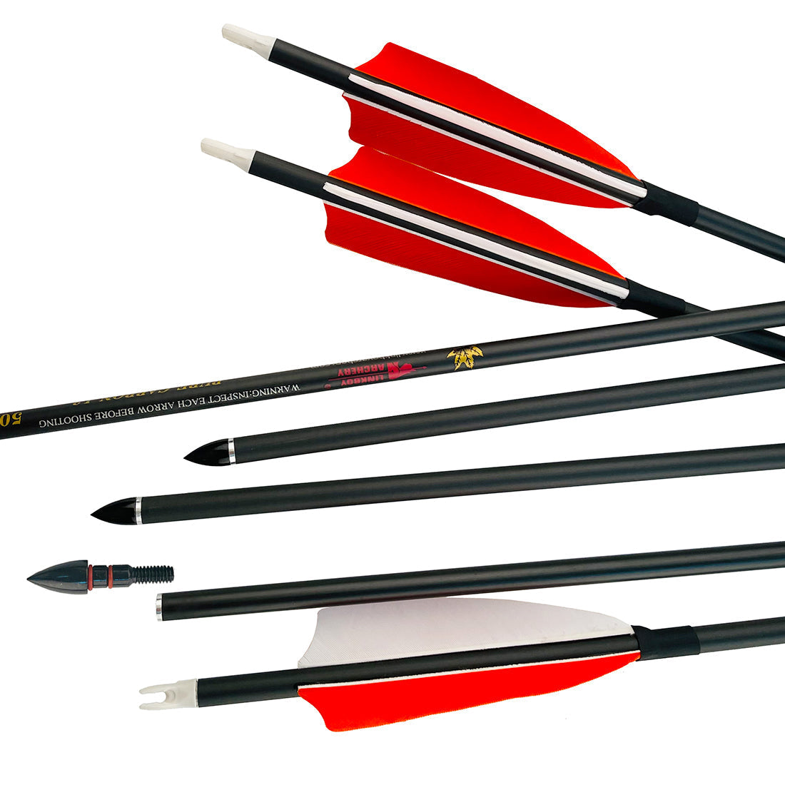 Pure Carbon Fiber 30/32 Inches Turkey Feather Spine300-1000 Black Color Arrows for Target