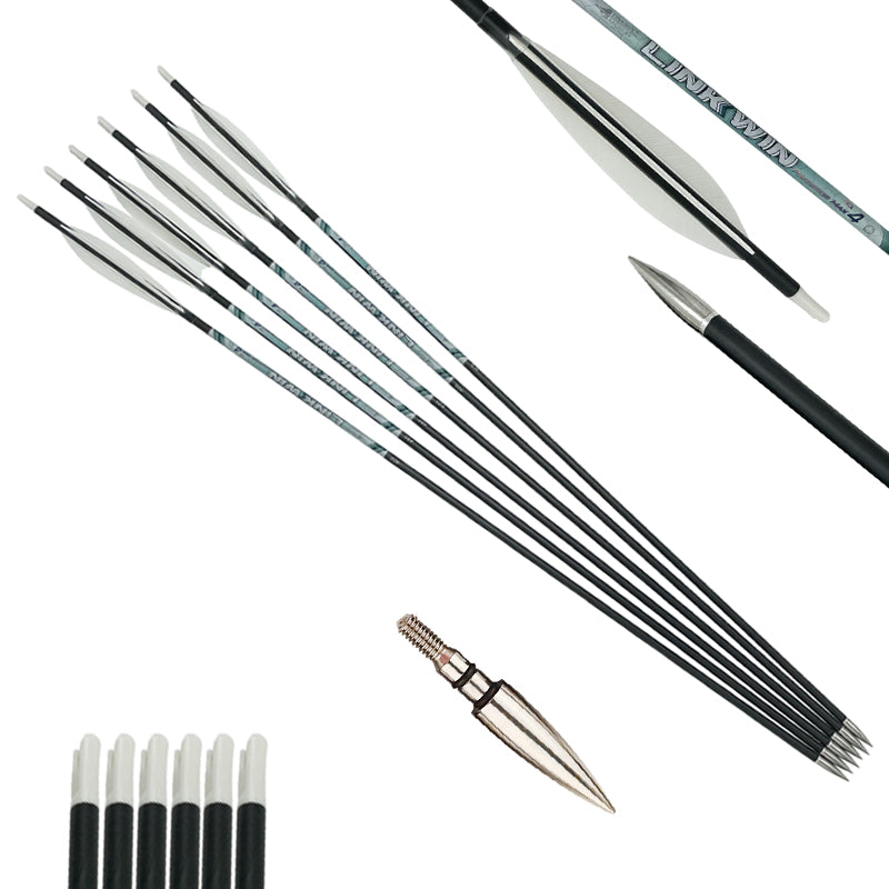 +/-0.001 Straightness Pure Carbon Arrows ID 6.2 Mm Compound Recurve Bow Turkey Feather Custom