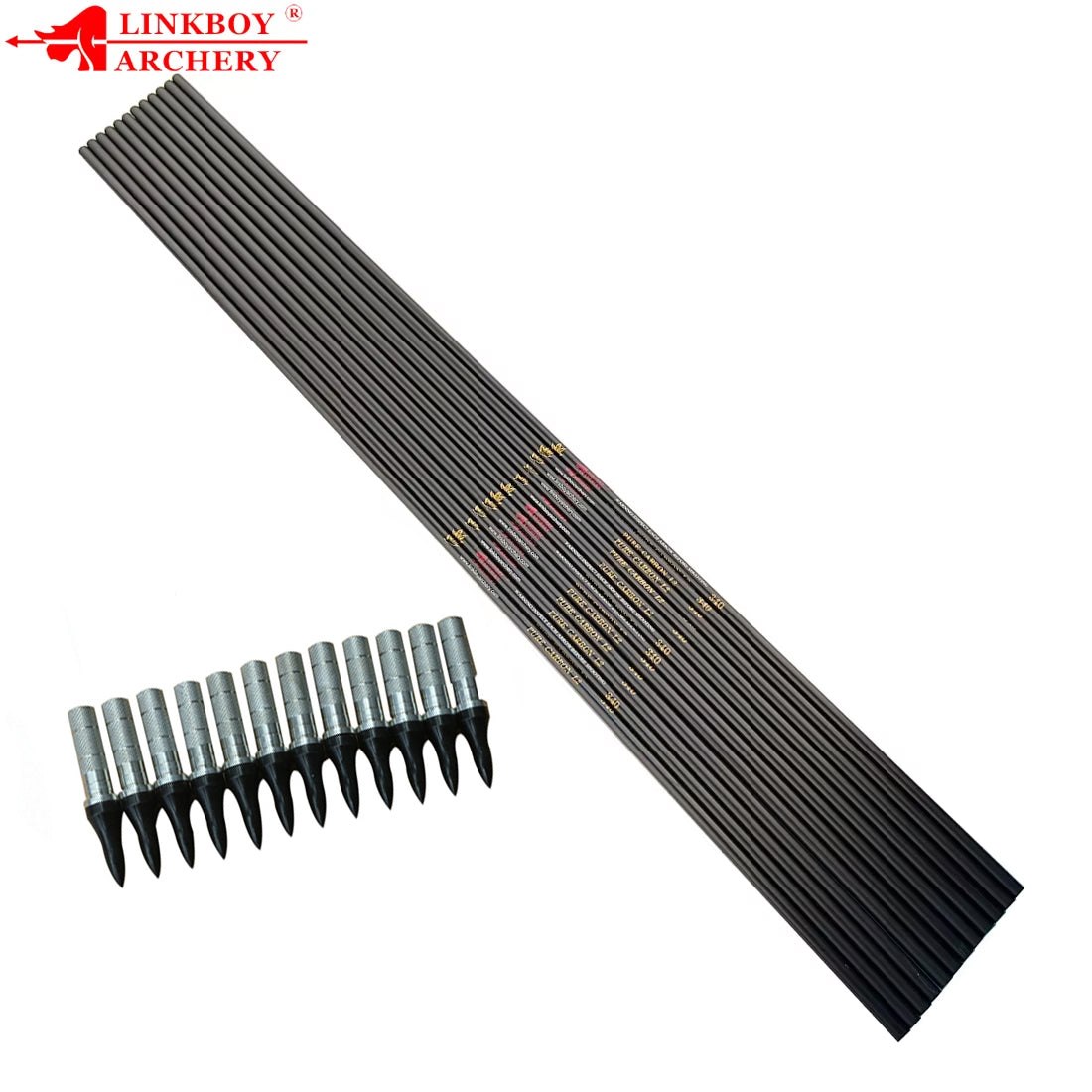 Carbon Arrow Back Shaft ID 6.2 Mm Spine 200-1000 Aluminium Insert 75gr Tips