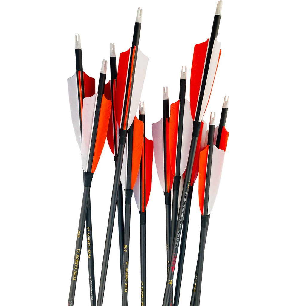 Pure Carbon Fiber 30/32 Inches Turkey Feather Spine300-1000 Black Color Arrows for Target