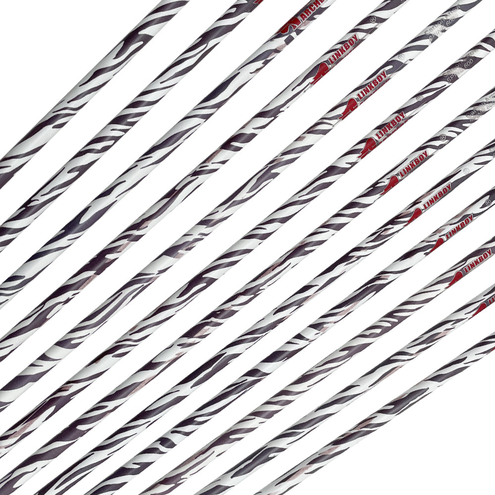 12pc ID6.2mm 32Inch Pure Carbon Fast 4-Pack Feathers Sp340 400 600 Zebra Skin Arrows